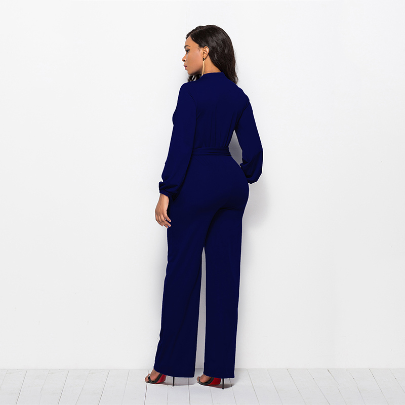 Women Jumpsuit Loose Wide Leg Fashion Long Sleeve Romper Solid Straight Jumpsuits Playsuits Lady High Street Overall Trouser