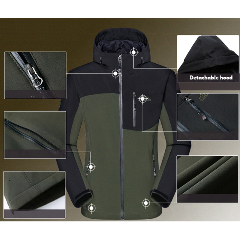 Men Winter Waterproof Fish Climb Camp Ski Trekking Hiking Fleece SoftShell Outdoor Jackets Pants Set Hood Trousers 5XL Oversized T190919