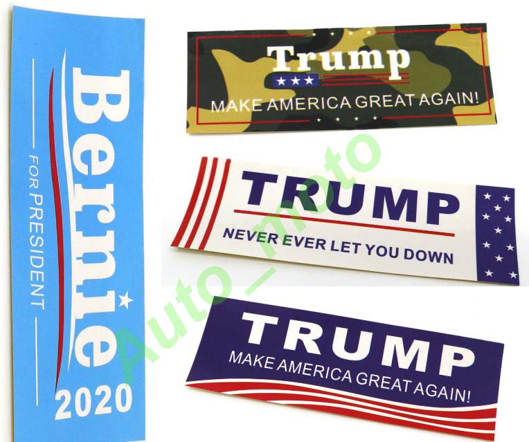 New arrival TRUMP 2020 Stickers 4 Styles 10*3.5cm Funny Bumper face wall Sticker flag Decal for Car Styling Vehicle Paster Novelty Items DHL, As picture
New arrival TRUMP 2020 Stickers 4 Styles 10*3.5cm Funny Bumper face wall Sticker flag Decal for Car Styling Vehicle Paster Novelty Items DHL, As picture