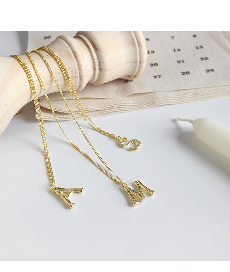 Personalized 925 sterling silver jewelry hand-made designer Initial letter A,S and M with Gold Plated necklaces pendant with chains