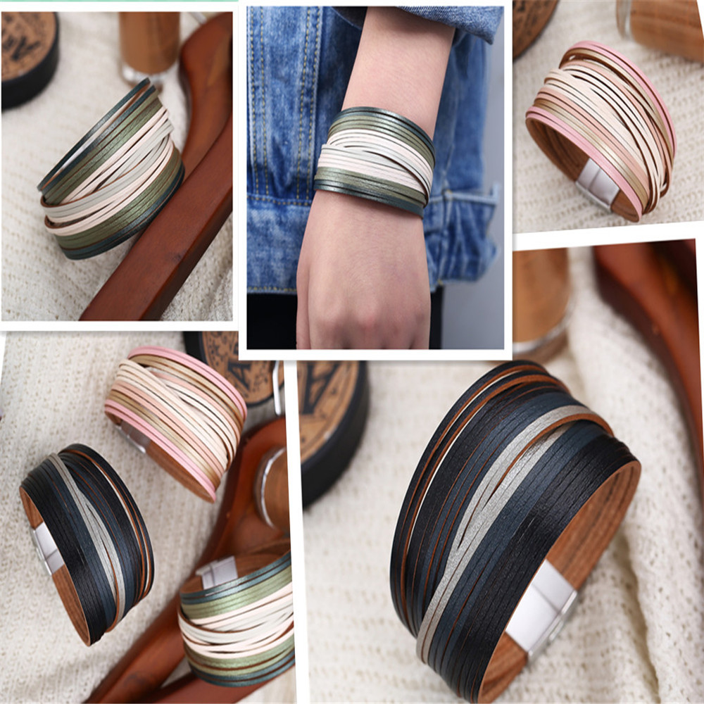 Fashion Gold Sliver Couple Bracelet 2019 For Women Love Vintage Leather Friendship Bracelets & Bangles Femme Punk Jewelry