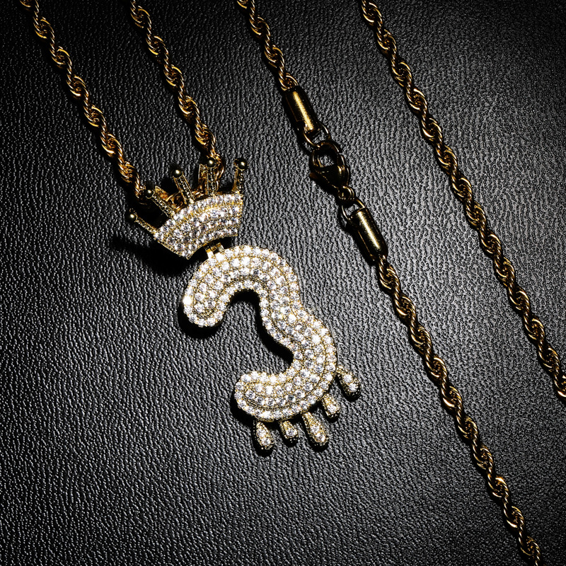 Iced Out Pendant Hip Hop Jewelry Men Luxury Designer Necklace Mens Diamond Chain Pendant Bling Number Rapper Hiphop Gold Silver Ch