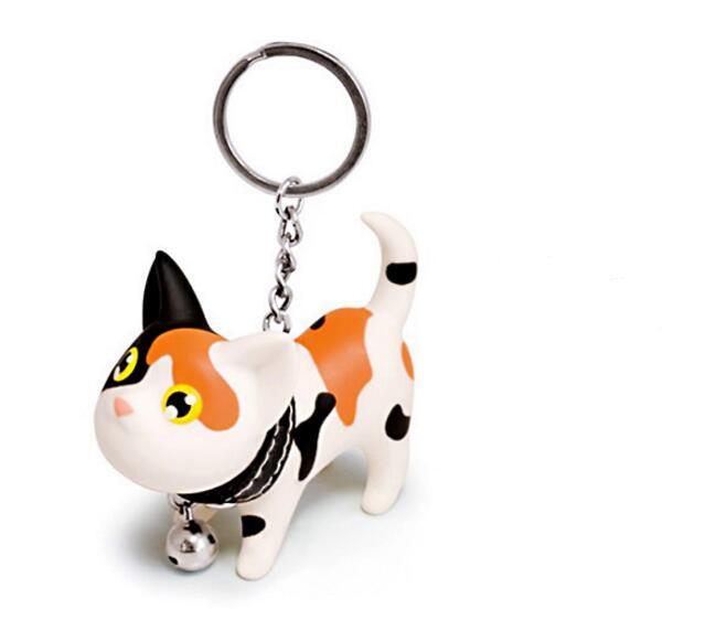 New 10pcs New Fashion Cute Kawaii Metal Kitten Cat Key Chain Ring Anime Keychain Novelty Creative Trinket Charm Women Girl Kids