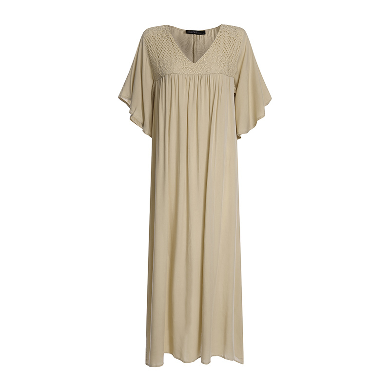 Bohemian Women Lace Crochet Maxi Long Dress ZANZEA Summer V neck Flare Sleeve Solid Sundress Kaftan Party Beach Vestido Baggy T200416