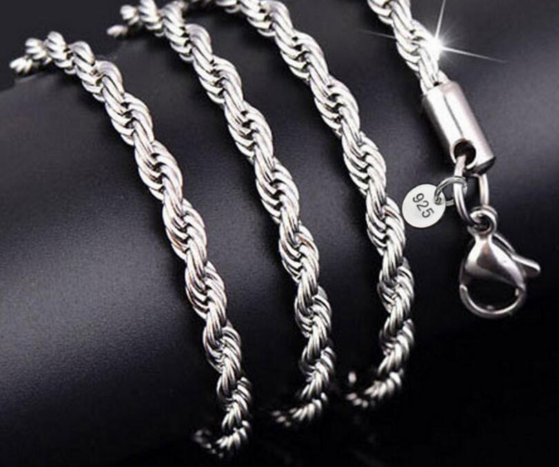 plating 925 Sterling Silver Twist ROPE Chain Top Quality Men Women Twist ROPE Chain Necklaces 2MM 16-30inches High quality Jewelry
plating 925 Sterling Silver Twist ROPE Chain Top Quality Men Women Twist ROPE Chain Necklaces 2MM 16-30inches High quality Jewelry