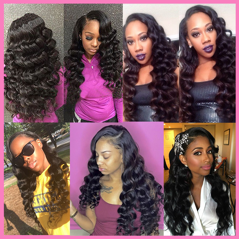 Ishow 28" Curly Body Virgin Hair Extensions Loose Deep Wave 3/4pcs With Lace Closure Straight Human Hair Bundles With Closure