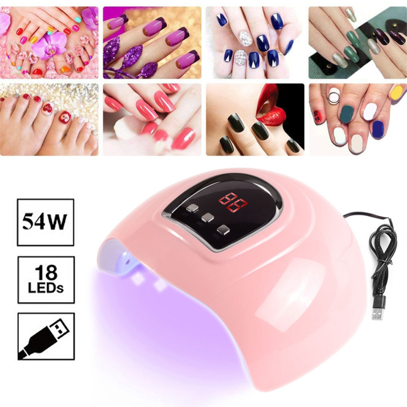 54W Nail Dryer UV Lamp LED Lamp For Nails With 18 LEDs Dryer Lamp For Curing Gel Polish Auto Sensing Nail Manicure Tools