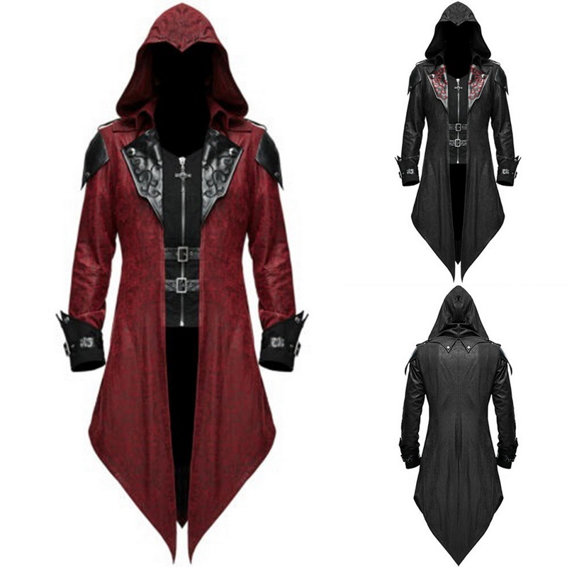Halloween Hoody Costumes Men Long Sleeve Steampunk Jacket Gothic Swallow-Tail Coat Cosplay Costume Long Assassin, Red
Halloween Hoody Costumes Men Long Sleeve Steampunk Jacket Gothic Swallow-Tail Coat Cosplay Costume Long Assassin, Red