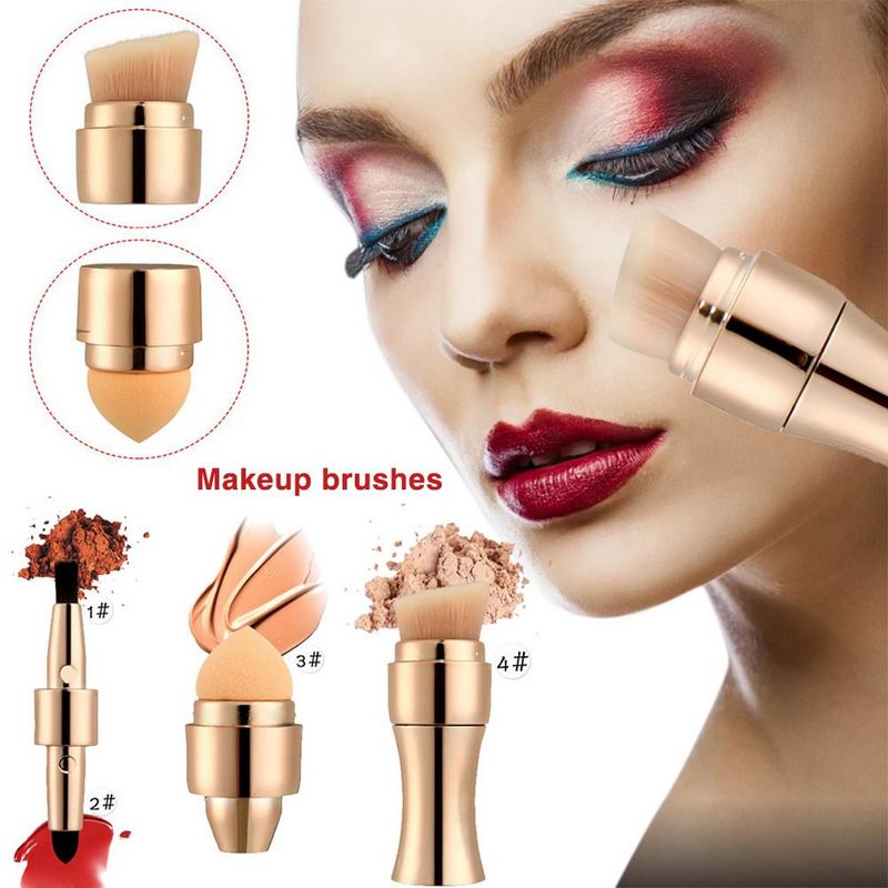New arrival golden/rose golden Professional Makeup Brushes Eyebrow Eyeliner Concealer Foundation Blush Powder Makeup Tool Cosmetic 4 in 1