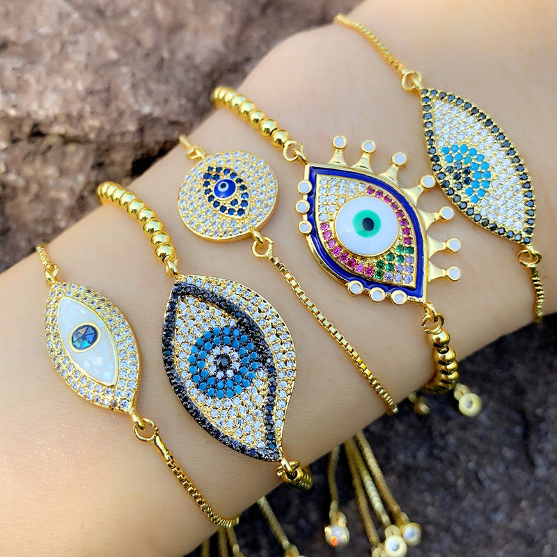 Trendy Turkish Evil Eye Bracelet Pave Turquoises CZ Blue Eye Gold Box Chain Adjustable Women Bracelets Female Party Jewelry Gift
Trendy Turkish Evil Eye Bracelet Pave Turquoises CZ Blue Eye Gold Box Chain Adjustable Women Bracelets Female Party Jewelry Gift