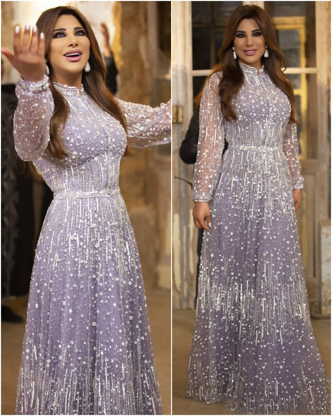 2020 A Line Evening Dresses Tulle With Glitter Prom Dress Floor Train Long Sleeve Illusion Special Occasion Dresses