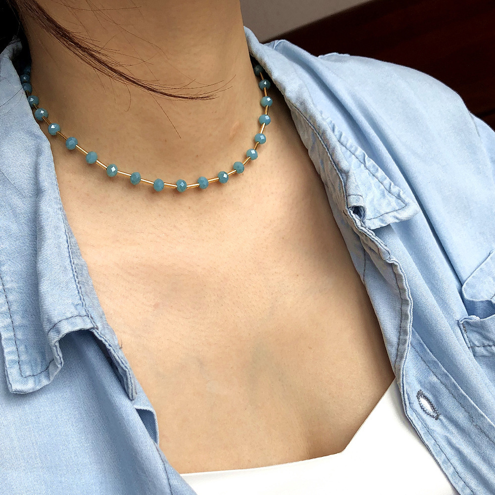Accessories choker crystal beads necklace choker ocean wind blue collar, Mixed colors
Accessories choker crystal beads necklace choker ocean wind blue collar, Mixed colors