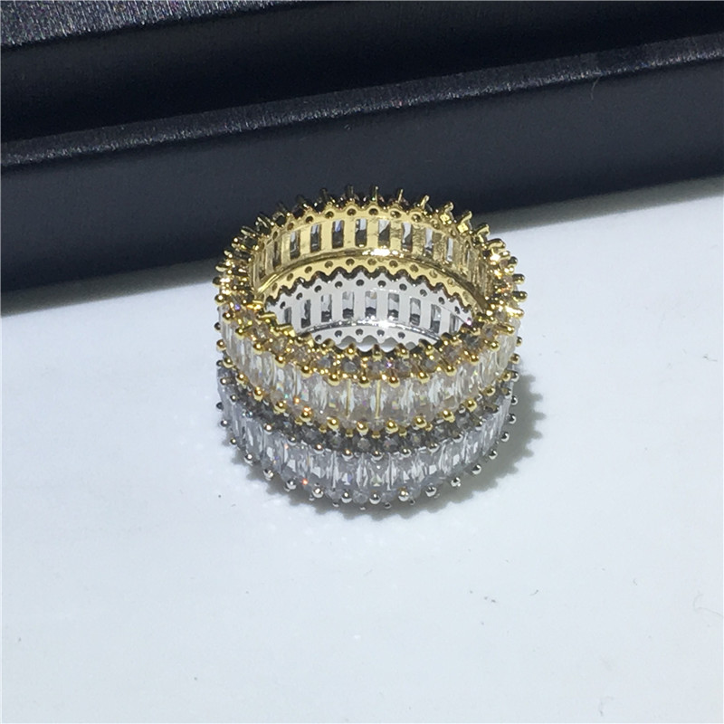Vecalon Statement Promise ring 925 Sterling Silver Diamonds Cz Engagement wedding band rings For women Party Finger Jewelry