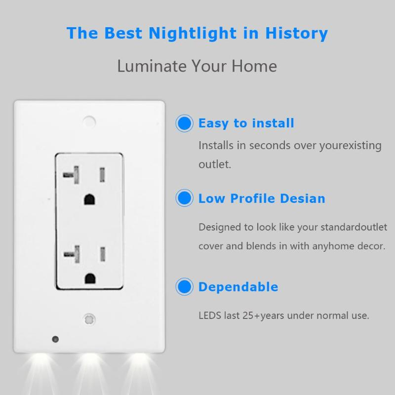Plug Cover LED Night Light PIR Motion Sensor Safety Light Angel Wall Outlet Hallway Bedroom Bathroom Night Lamp