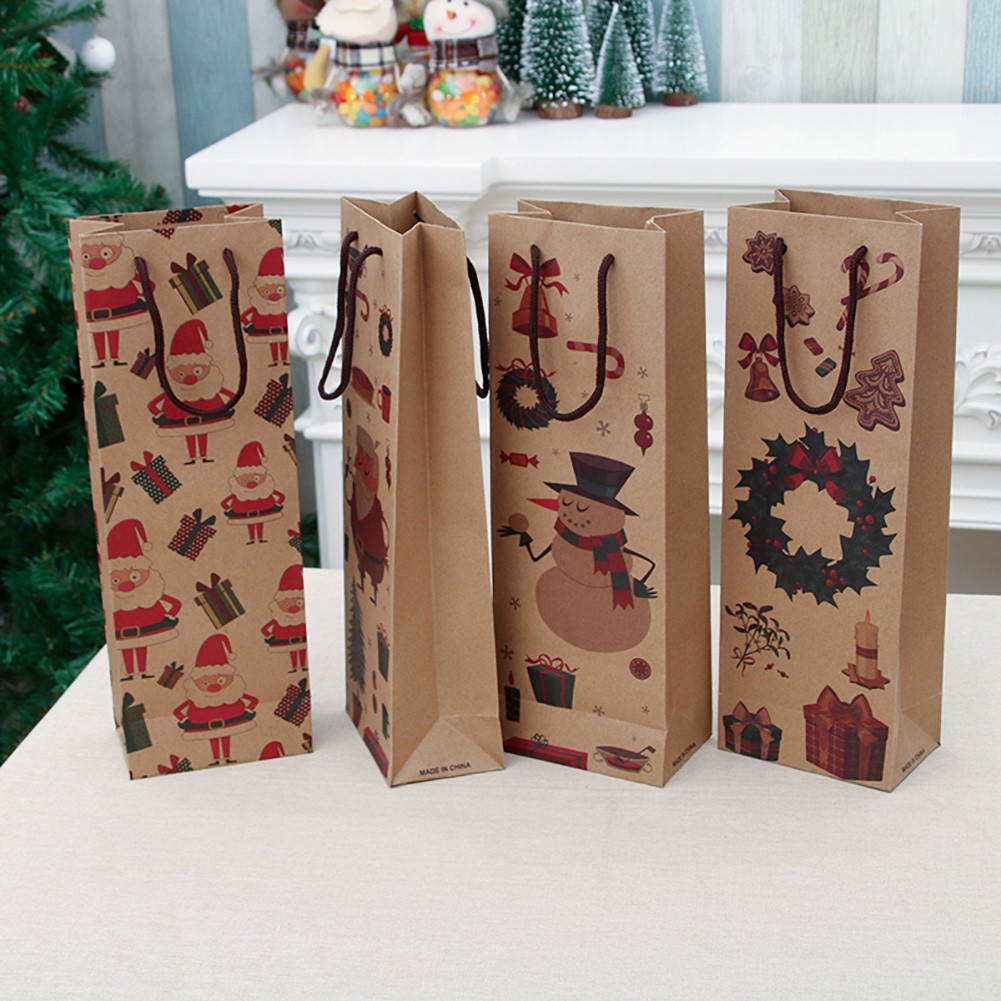 12pcs/pack Christmas Wine Bottle Gift Bags Reusable Kraft Paper Shopping Bag Reusable Packing Bags with Handle Festival Party
12pcs/pack Christmas Wine Bottle Gift Bags Reusable Kraft Paper Shopping Bag Reusable Packing Bags with Handle Festival Party