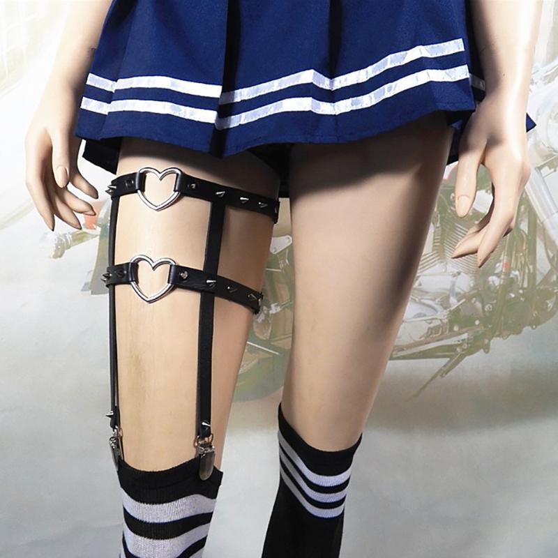 Other COLEMJE Gothic Punk Harajuku Sexy Leg Belt Studded Rivets Double Heart Garter Elastic Ring Garters Female Leggings
Other COLEMJE Gothic Punk Harajuku Sexy Leg Belt Studded Rivets Double Heart Garter Elastic Ring Garters Female Leggings