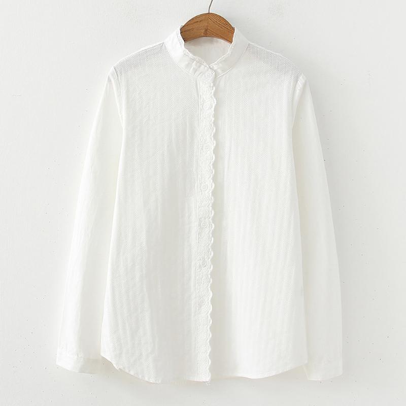 Women T Shirt Lace Embroidery Slim Girls All Match Blouses Long Sleeve Tops Button Mandarin Collar Ruffle Spring Autumn Casual, As pic
Women T Shirt Lace Embroidery Slim Girls All Match Blouses Long Sleeve Tops Button Mandarin Collar Ruffle Spring Autumn Casual, As pic