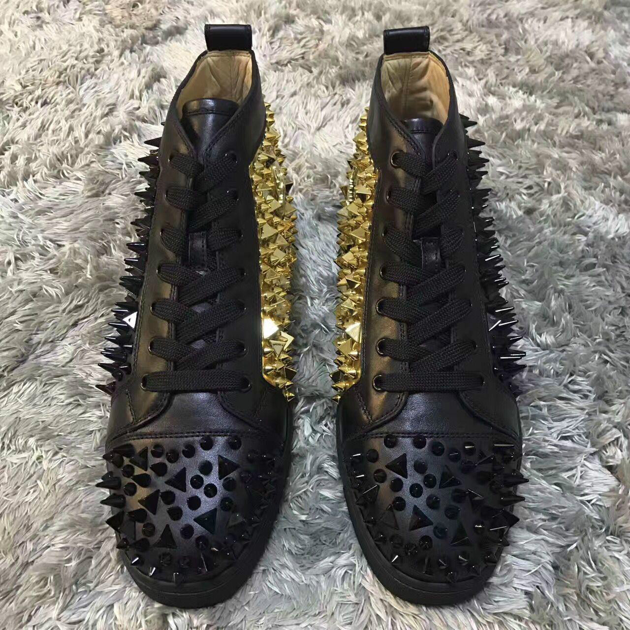 Black-golden Sneakers Pik Pik Spikes Shoes For Women,Men Casual Red Bottom High Top Luxury Designer Red Sole Walking Trainers Wholesale
Black-golden Sneakers Pik Pik Spikes Shoes For Women,Men Casual Red Bottom High Top Luxury Designer Red Sole Walking Trainers Wholesale