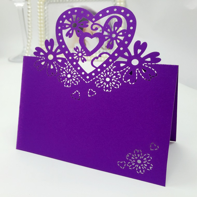 Laser Cut Place Cards Hearts Flowers Paper Carving Name Card For Party Table Decorations Seating Place Cards Weddings