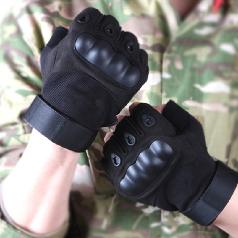 Fashion-men and women sports half-finger gloves tactical gloves Army Fighting slip joint carbon fiber shell