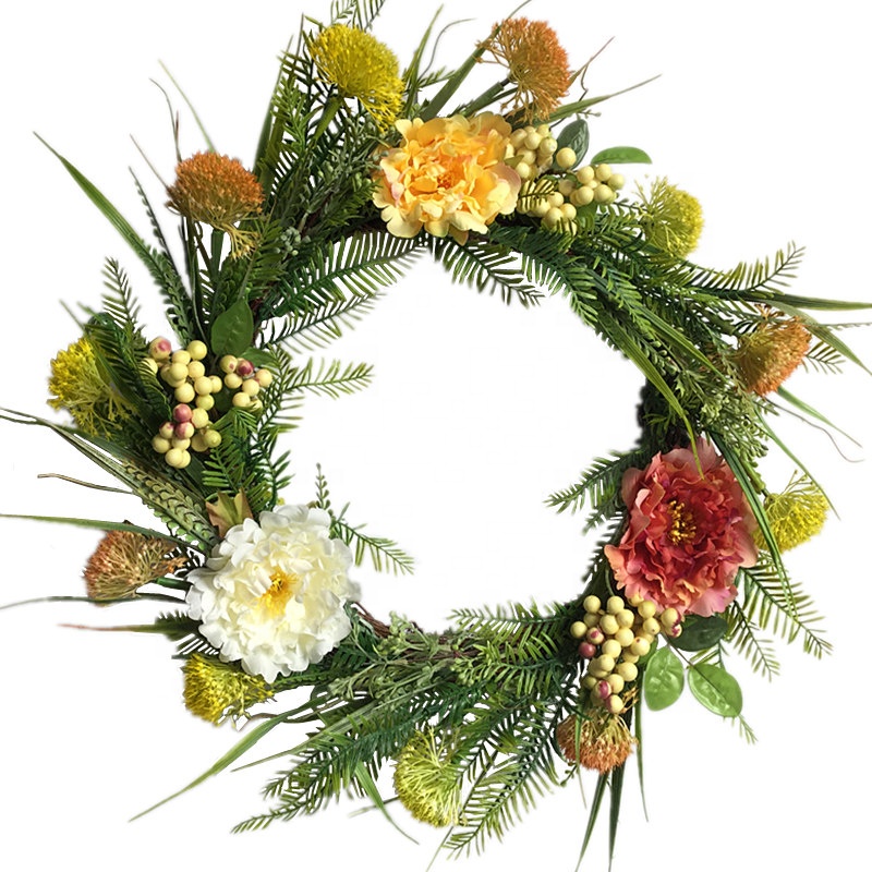 20 Inch Blooming Peonies Flower Wreath Home Door Wall Decor Large Wreath Evergreen Berries, Multi color
20 Inch Blooming Peonies Flower Wreath Home Door Wall Decor Large Wreath Evergreen Berries, Multi color