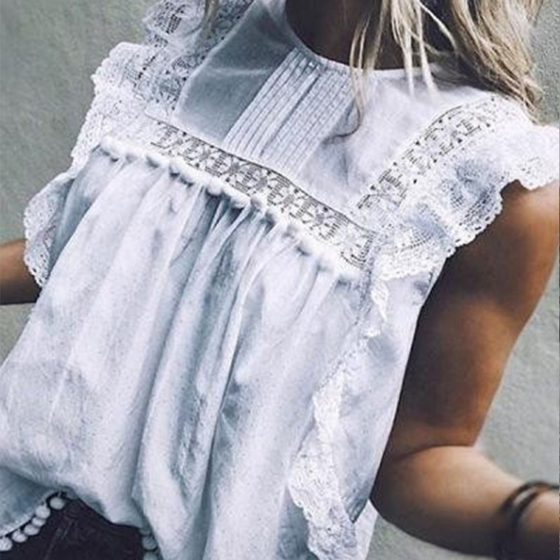 Women' White Lace Sleeveless Tunic Tops Ruffled Tassel Hollow Out Patchwork O-Neck Feminine Blouse 2020 Summer Ladies Blouses, Gray
Women' White Lace Sleeveless Tunic Tops Ruffled Tassel Hollow Out Patchwork O-Neck Feminine Blouse 2020 Summer Ladies Blouses, Gray