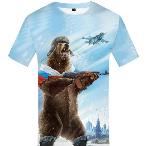 Russia T-shirt Bear Shirts War Tshirt Military Clothes Gun Tees Tops Men 3d T shirt 2019 Cool Tee