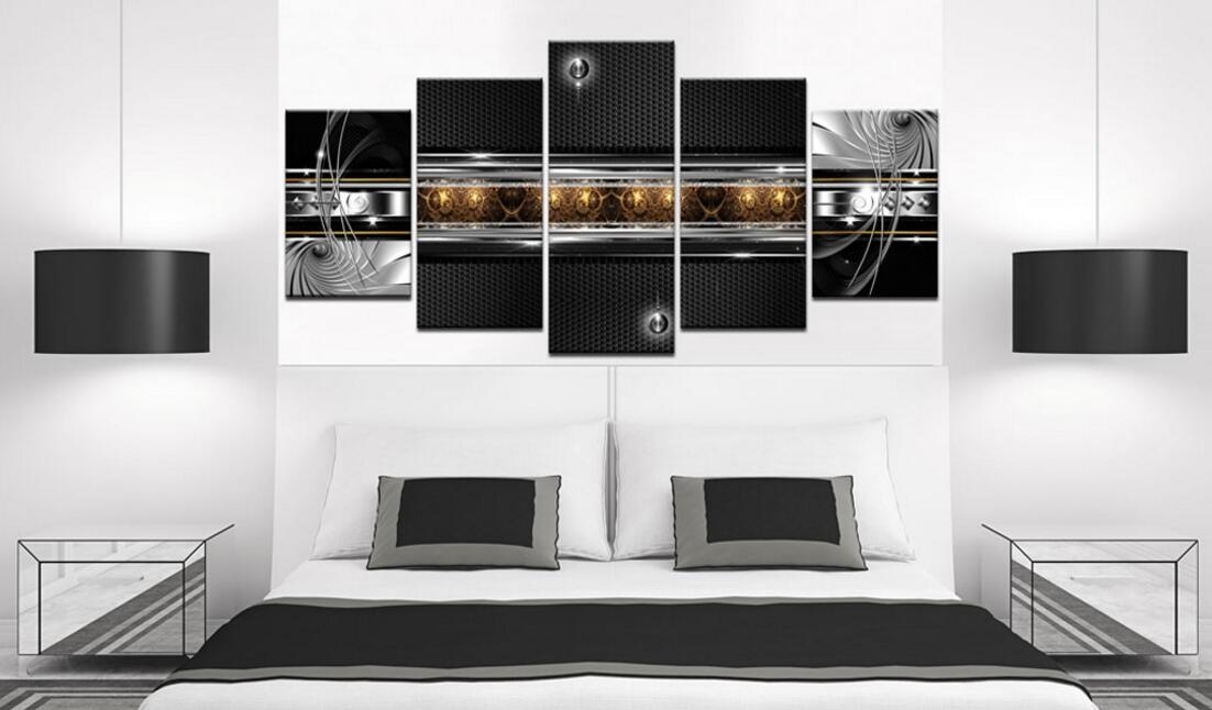 ( No Frame)5PCS/Set Modern Abstract Gold Search Art Print Frameless Canvas Painting Wall Picture Home Decoration
