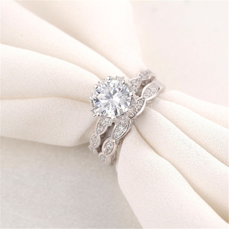 Wholesale- Vintage Engagement wedding Band ring Set for women 3ct Simulated diamond Cz 925 Sterling Female Party ring