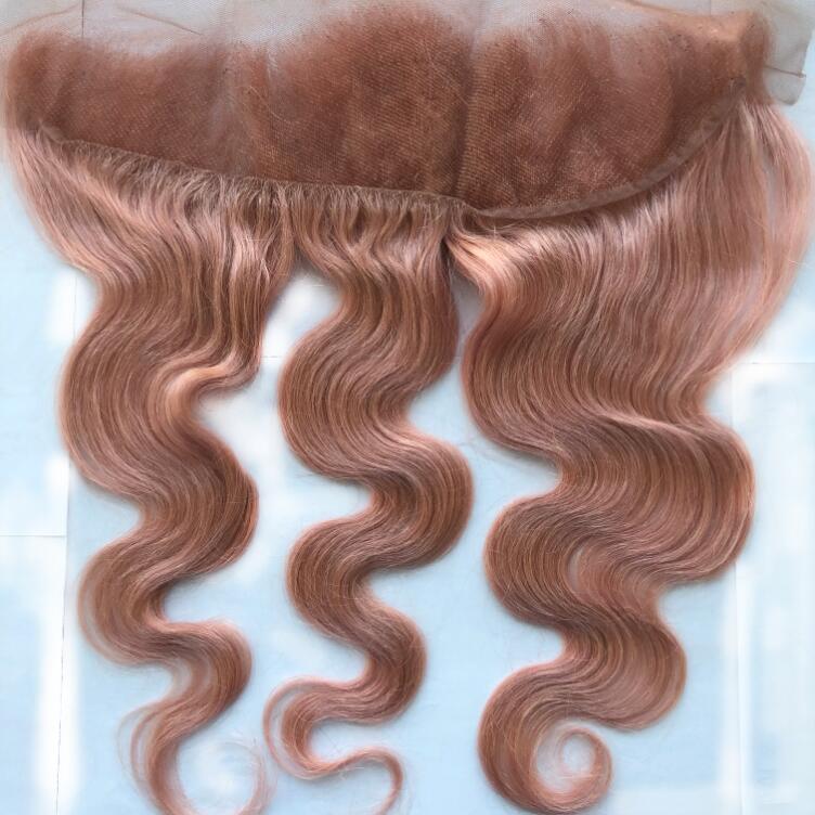 Wholesale Price Brazilian Virgin Hair Frontal 13x4 Unprocessed 100% Human Hair Bundles with Lace Closure Color Pink# Body Wave