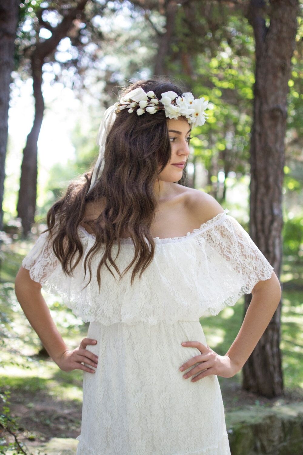 Beach Bohemian Country Full Lace Dresses 2019 Plus Size Boho Bridal Vestidos De Novia Wedding Gowns A Line Off The Shoulder 0510