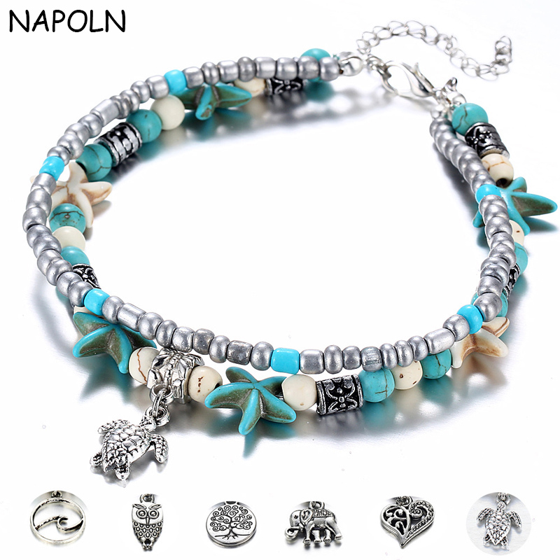 NAPOLN Bohemian Summer Beach Anklet Bracelet Multi-layer Vintage Anklet Bracelet For Women Turtle Starfish Beach Jewelry
NAPOLN Bohemian Summer Beach Anklet Bracelet Multi-layer Vintage Anklet Bracelet For Women Turtle Starfish Beach Jewelry