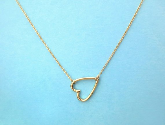 Tiny Line Hollow Out Open Heart pendant chain Necklaces Simple Wire Wrapped Love Heart Necklaces for Lovers Couples