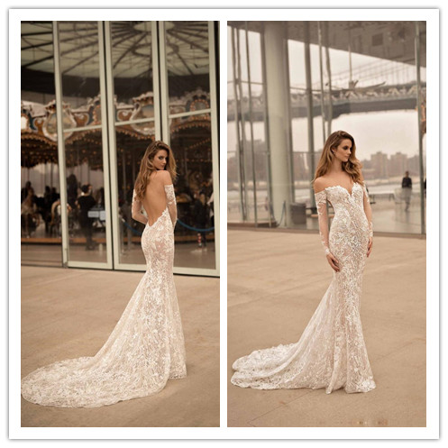 Berta Wedding Dresses Sweetheart Neck Long Sleeves Backless Bridal Gowns Sweep Train Lace Appliqued Mermaid Country Wedding Dress, White
Berta Wedding Dresses Sweetheart Neck Long Sleeves Backless Bridal Gowns Sweep Train Lace Appliqued Mermaid Country Wedding Dress, White