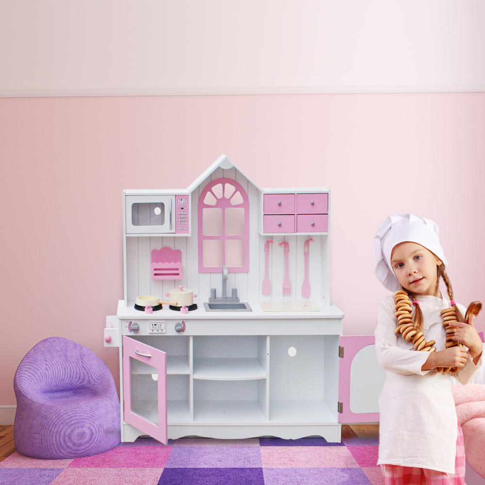 Kids Wood Kitchen Toy Cooking Pretend Play Set Toddler Wooden Playset with Kitchenware Pink
Kids Wood Kitchen Toy Cooking Pretend Play Set Toddler Wooden Playset with Kitchenware Pink