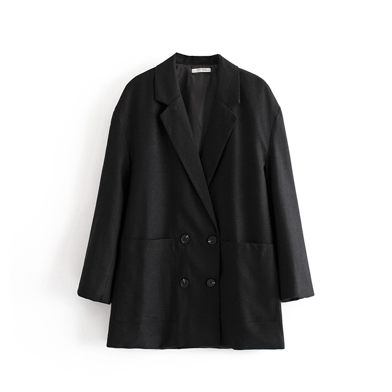 VomVoa 2020 spring new women' loose commuting solid color double-breasted double-pocket long-sleeved suit 27358, Black
VomVoa 2020 spring new women' loose commuting solid color double-breasted double-pocket long-sleeved suit 27358, Black