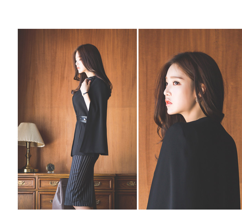 New Women Spring fashion 2 piece Sleeveless stripe Dress Suit Business Black Cloak suit shawl two-piece Sets Free belt, Navy blue
New Women Spring fashion 2 piece Sleeveless stripe Dress Suit Business Black Cloak suit shawl two-piece Sets Free belt, Navy blue