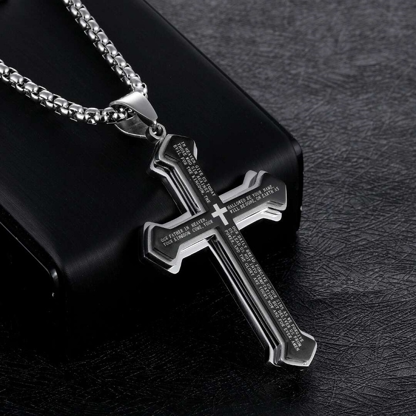 hip hop pendant necklace for men luxury designer mens black pendants stainless steel Bible scriptures jewelry gift