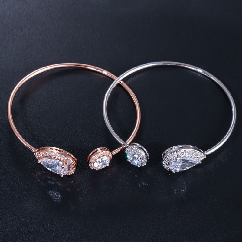 Luckyshine 5 Pcs/Lot Fashion High Quality Holiday Gift Newest Rose Gold Silver Color Water Drop Cubic Zirconia Gemstone Bracelet Bangles