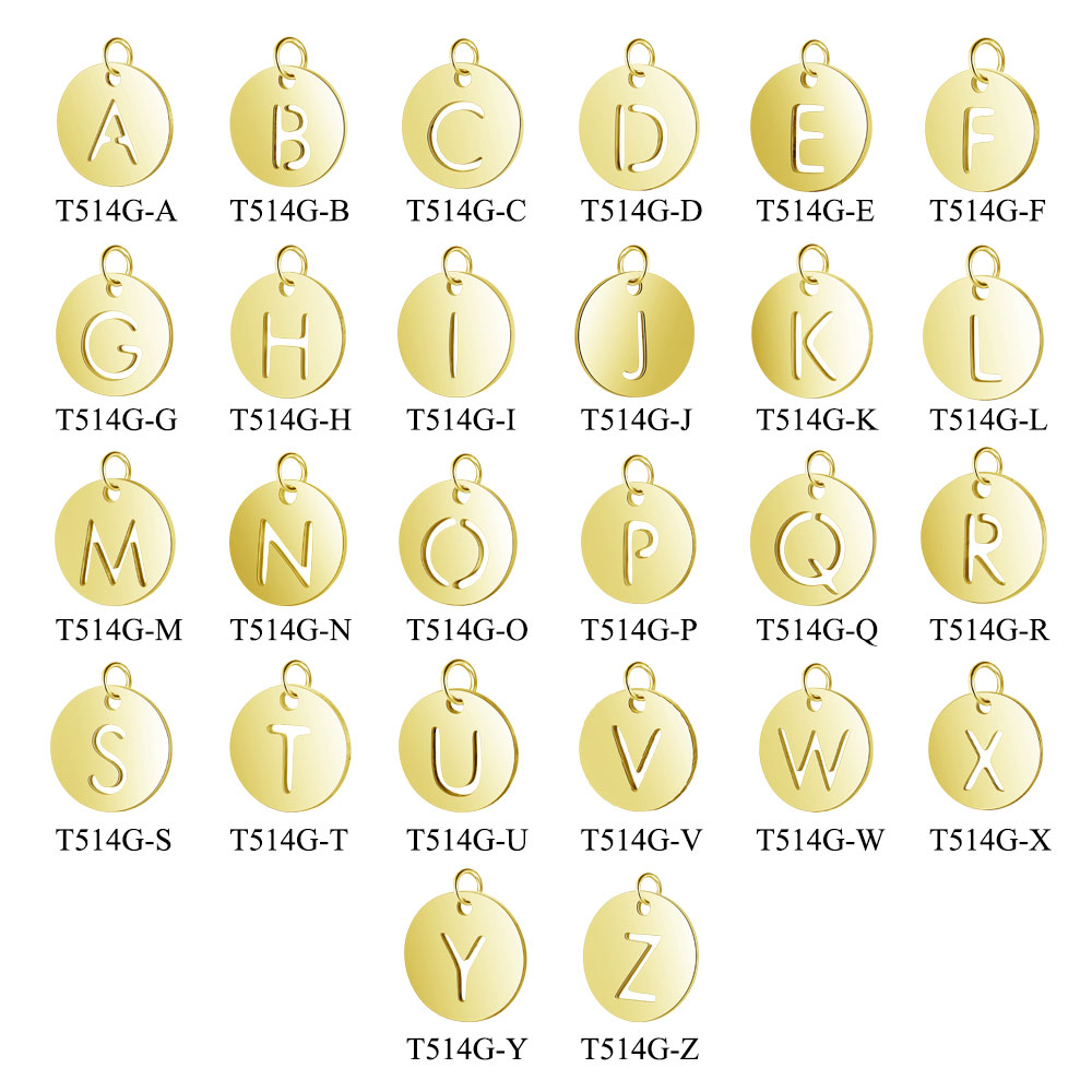 Gold 26 Letters From A to Z Stainless Steel DIY Pendant 12mm Diameter Initials Charm Fashion Jewelry Accessories
Gold 26 Letters From A to Z Stainless Steel DIY Pendant 12mm Diameter Initials Charm Fashion Jewelry Accessories