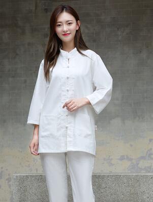 White Blue Yellow Yoga Suits Jacket + pants Unisex Cotton Linen Clothes Summer Kungfu Clothing Wushu Taiji Flax Half Sleeve Tracksuits