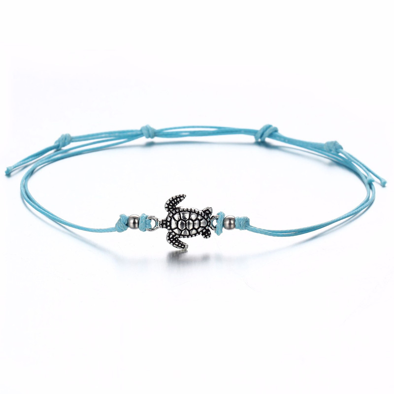 Womens Fashion Beach Anklets Bracelet Turtle Charms Anklet Vintage Wax Rope Summer Holiday Foot Chain Jewelry