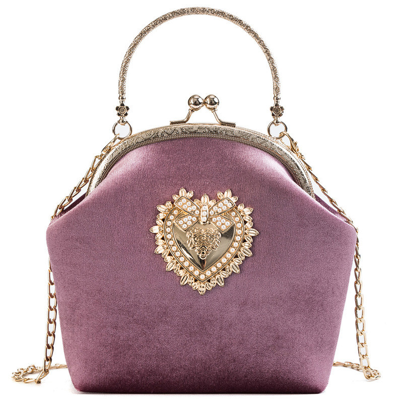 Female Velvet Pearl Handbag Shoulder Cross-body Bags Vintage Velour Heart Design Evening Bag Wedding Party Bride Clutch Bag Purse
Female Velvet Pearl Handbag Shoulder Cross-body Bags Vintage Velour Heart Design Evening Bag Wedding Party Bride Clutch Bag Purse