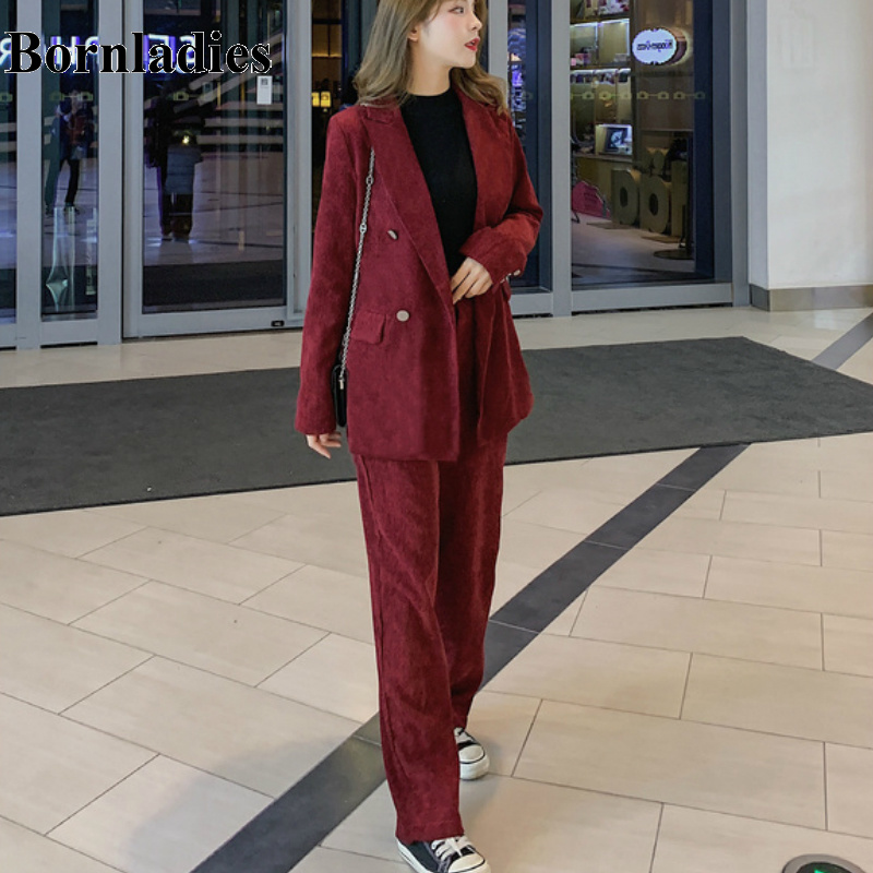 Bornladies New Arrival Corduroy Wine Red Color Long Sleeve Blazer + Long Pants 2 Pieces Sets for Women Work Office Streetwear, Burgundy
Bornladies New Arrival Corduroy Wine Red Color Long Sleeve Blazer + Long Pants 2 Pieces Sets for Women Work Office Streetwear, Burgundy