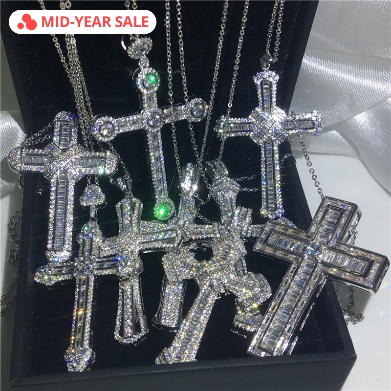 Vecalon Handmade Hiphop Big Cross pendant 925 Sterling silver Cz Stone Vintage Pendant necklace for Women men Wedding Jewelry
Vecalon Handmade Hiphop Big Cross pendant 925 Sterling silver Cz Stone Vintage Pendant necklace for Women men Wedding Jewelry