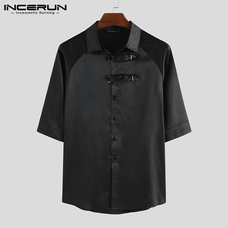 2020 Men Shirt Half Sleeve Street Solid Button Lapel Tops Vintage Breathable Punk Casual Shirts Camisa Masculina INCERUN -5XL, Black
2020 Men Shirt Half Sleeve Street Solid Button Lapel Tops Vintage Breathable Punk Casual Shirts Camisa Masculina INCERUN -5XL, Black