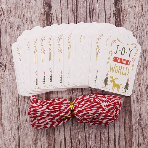 Merry Christmas DIY Unique Gift Tags JOY TO WORLD tag Small Card Optional String DIY Craft Label Party Decor