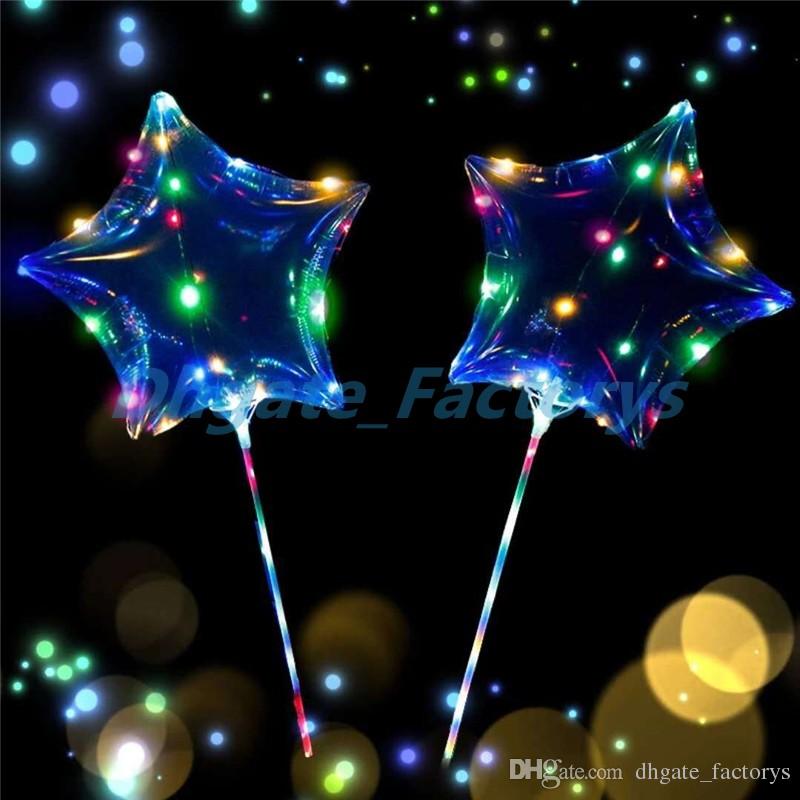 Love LED Balloon Lighting Transparent Bobo Ball Love Heart Shaped Line String Balloons With Stick Wedding Birthday Party Decoratio