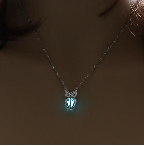 Charm Glowing Owl Pendant Necklace Cute Luminous Jewelry Choker 3 Colors Christmas Gift For Women Necklace Fashion Dropshipping GB66