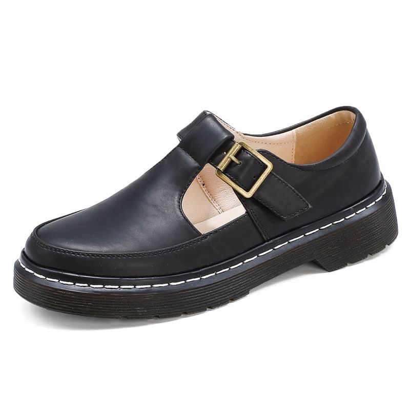 Dress Shoes AGODOR Women T-strap Mary Jane Pumps School Uniform Ladies Brown Casual Buckle Size 33-4311